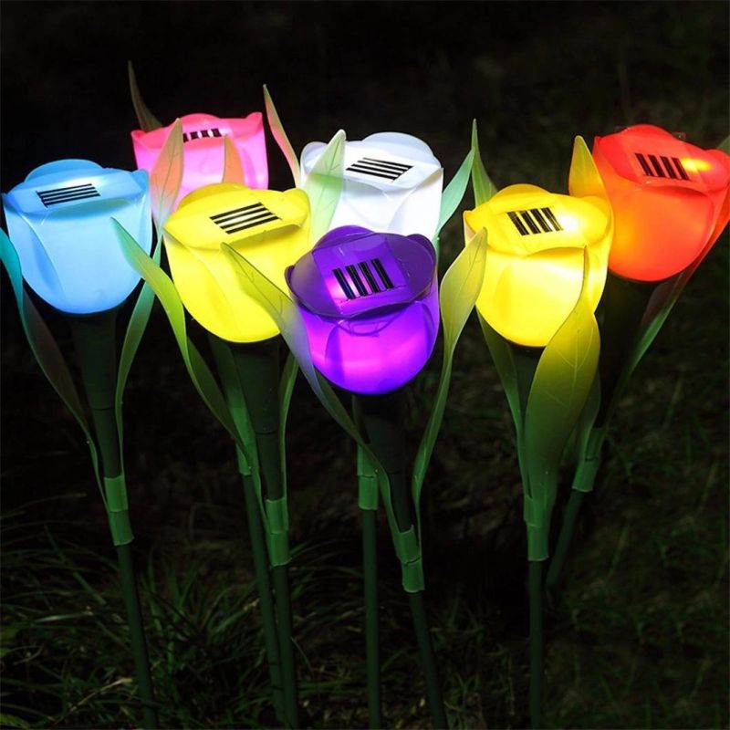 Waterproof Solar Garden LED Flower Shape Lawn Lamp Light