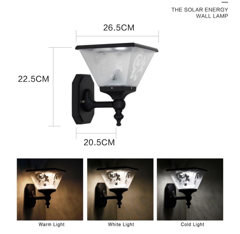 3000K/4500K/6500K IP65 6V/4.5W Polysilicon Solar Wall Lamp