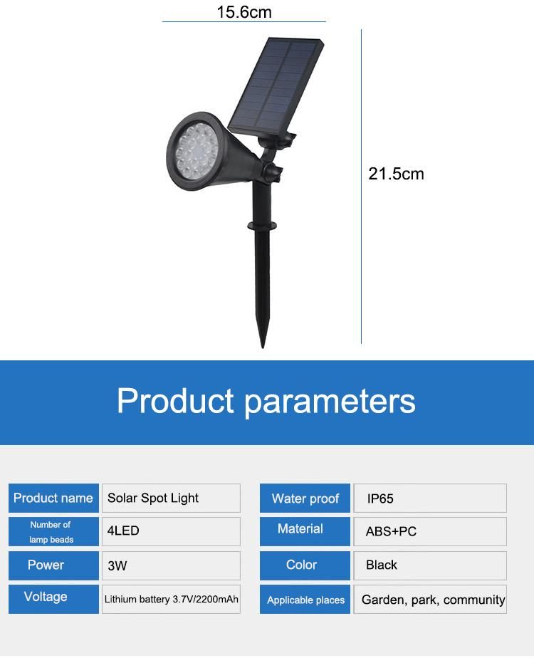 LED Solar Spotlight Lawn Light Outdoor Waterproof Garden Lighting