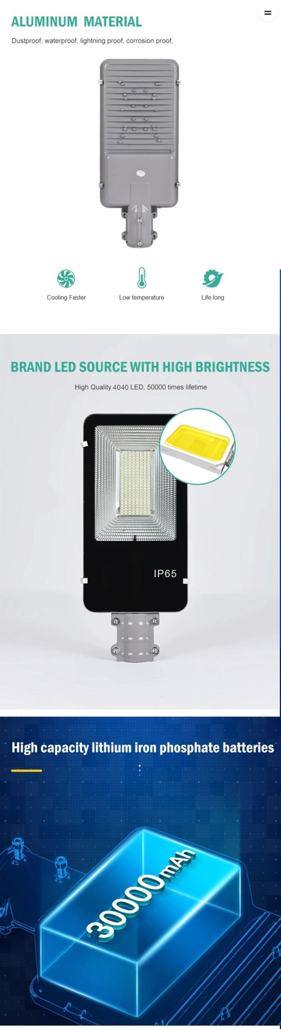 High Performance Solar Street Light Outdoor LED Street Light High Efficiency Solar Street Light