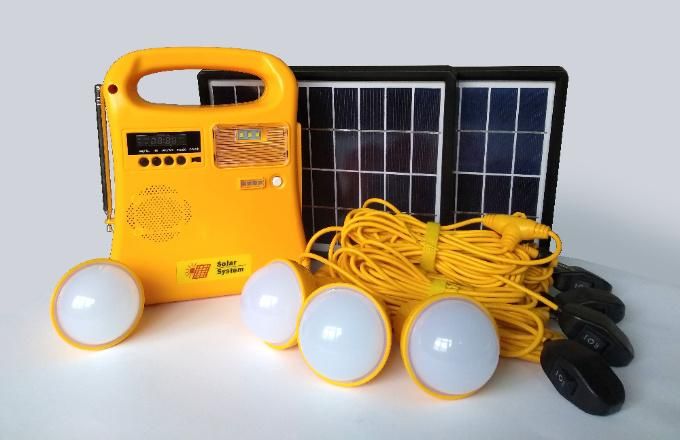 Ethiopia Market Bluetooth 10W Solar Home Lighting LED System LED Lighting Kit with Radio/Solar Torch Light/MP3 Solar LED Light LED Lantern with 4PCS LED Bulbs