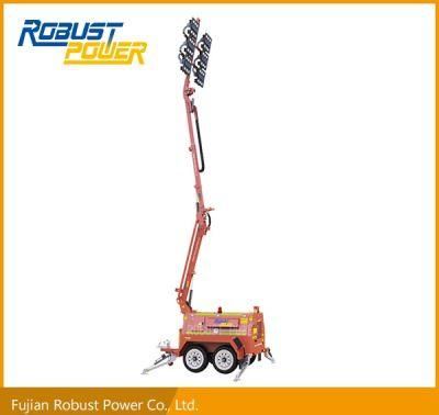 Four Folded Hydraulic Dual Axle High Mast DC LED Lighting Tower