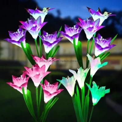 Garden Decoration LED Solar Lily Colorful Lights Solar Flower Landscape Courtyard Lawn Lamp