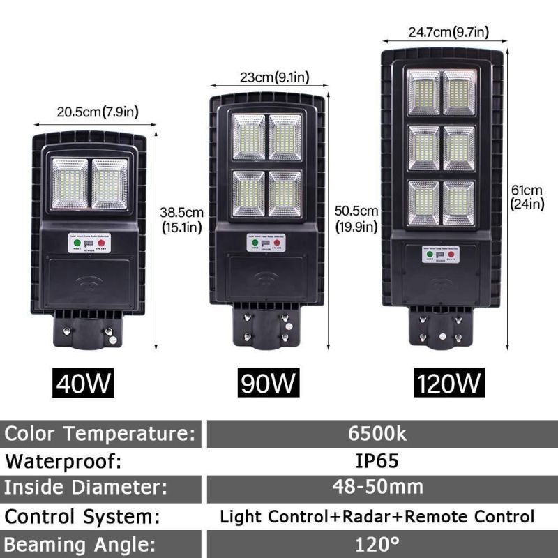 Wireless 30W60W90W Sunpower Solar Street Lamp for Garden Yard Street