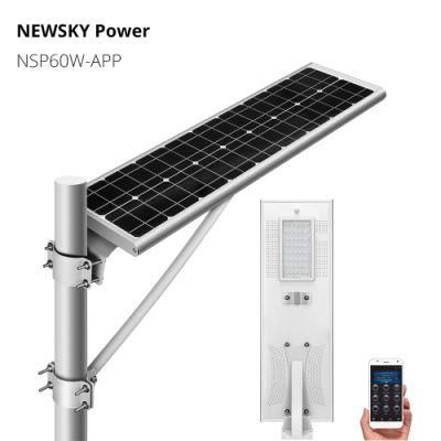 60W Bluetooth APP 5 Years Warranty Outdoor Project Use Solar Street LED Light