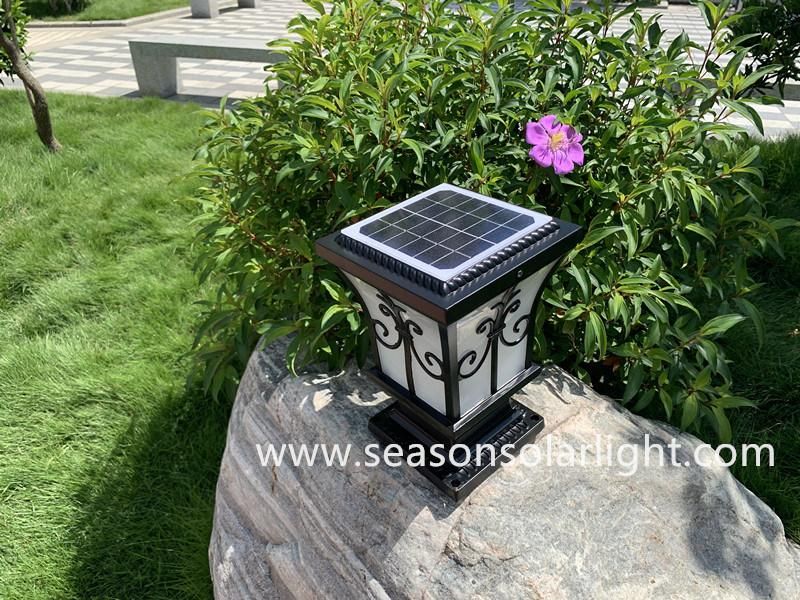 High Lumen LED Outdoor Yard Gate Lighting Lamp Smart 5W Solar Pillar Light