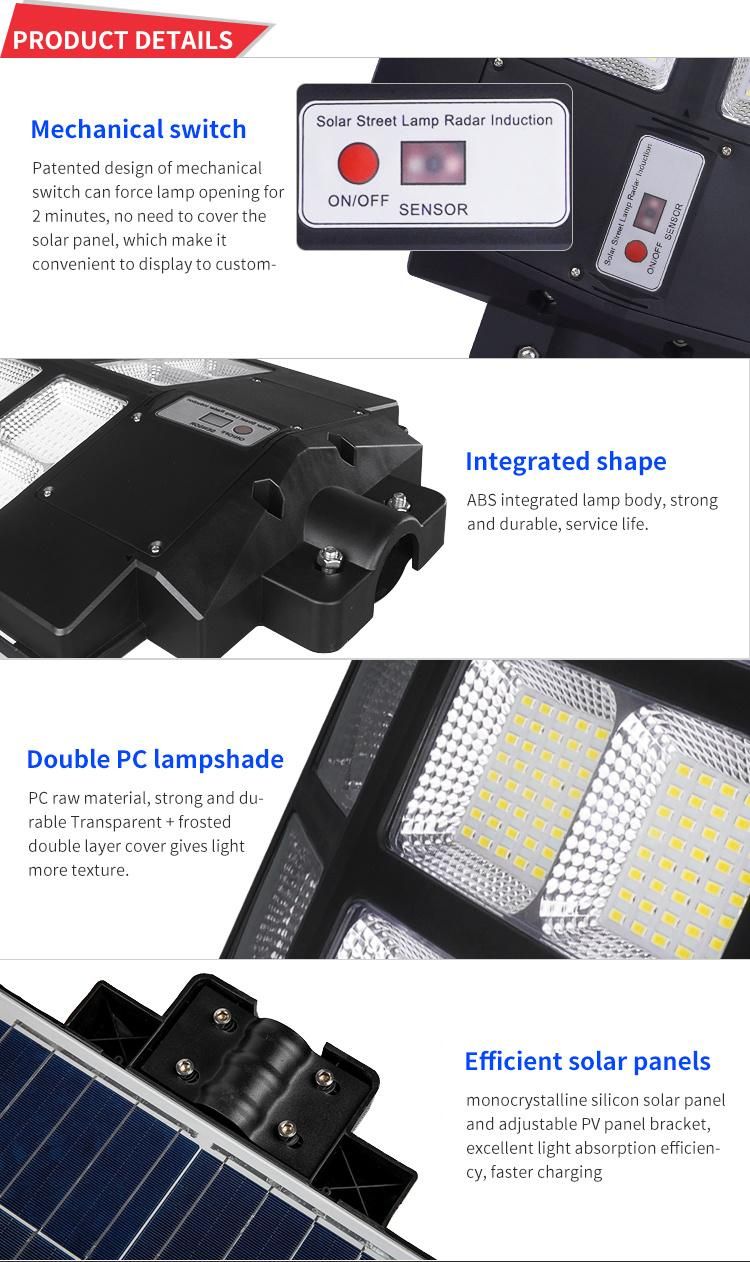 Bspro High Brightness Outdoor Road Lights Remote Control Panel LED Solar Street Light