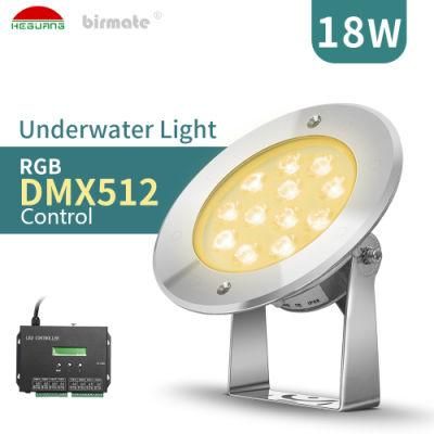 18W DC24V DMX Control 316L Stainless Steel LED Underwater Swimming Pool Light