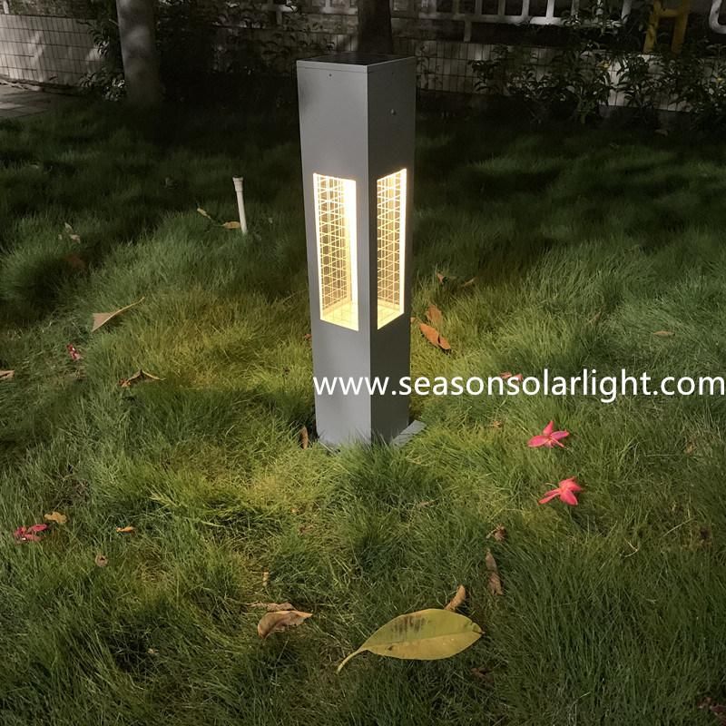 Aluminum+Glass Body Solar Bollard LED Outdoor Garden Solar Light with Warm+ White LED Light