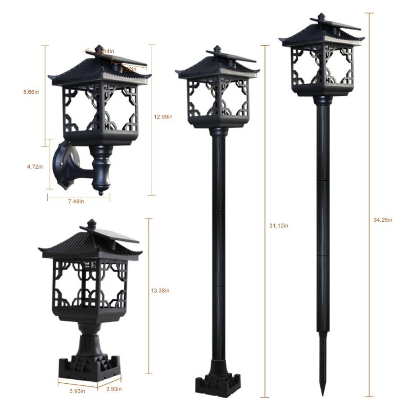 Security Solar Wall Lantern Lights - Outdoor 3000K Decorative Glass Hanging Wall Mount Light with No Wiring Required 8LED