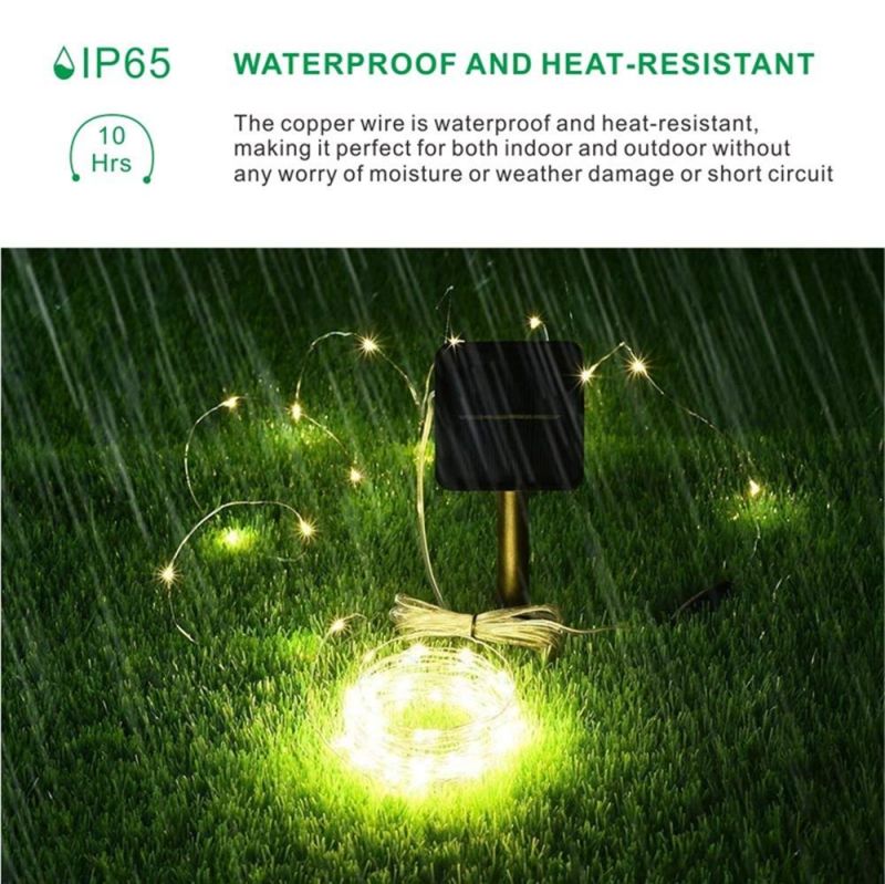 8 Modes 100/200/300/400 LED Solar Copper Wire String Chrsitmas Party Decoration Lights with CE RoHS