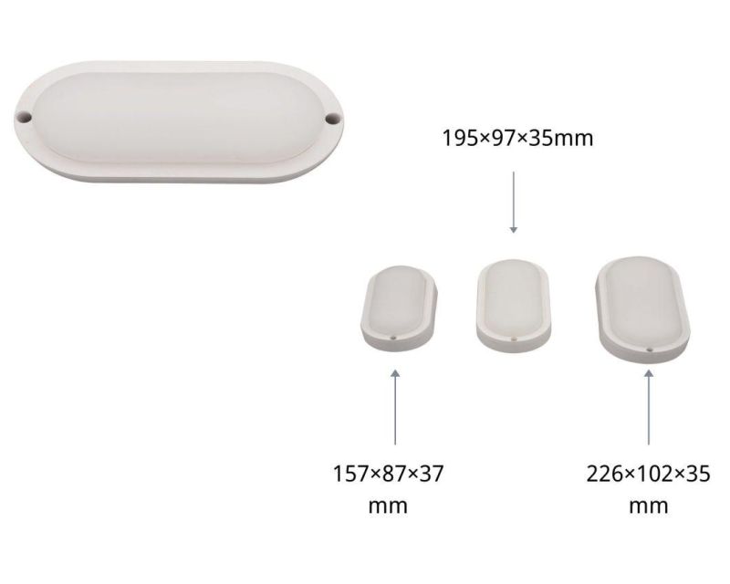 IP65 Moisture-Proof Lamps Outdoor LED Bulkhead Lamp White Oval with CE RoHS Certificate