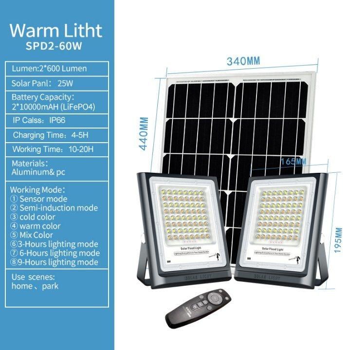 Rd Warm Solar Flood Light with IP66 Waterproof 30W