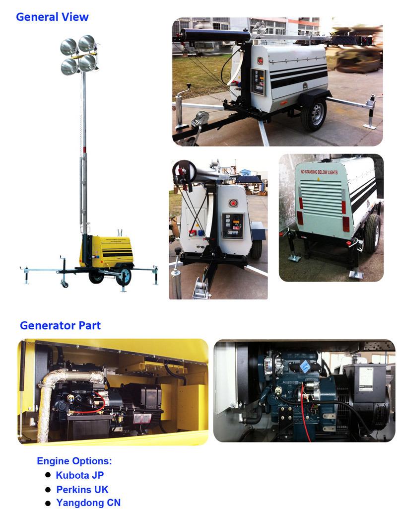 Portable Over Current Over Speed Emergency Lighting Tower