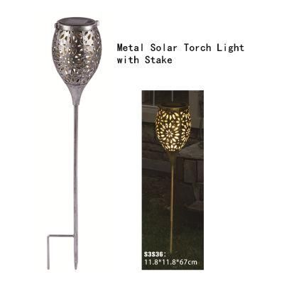 Metal Solar Stake Light with Flame Effect (flower pattern)