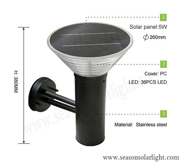 High Power LED Lighting Factory 5W Solar Panel Outdoor Lighting LED Wall Solar Lamp for Wall Lighting