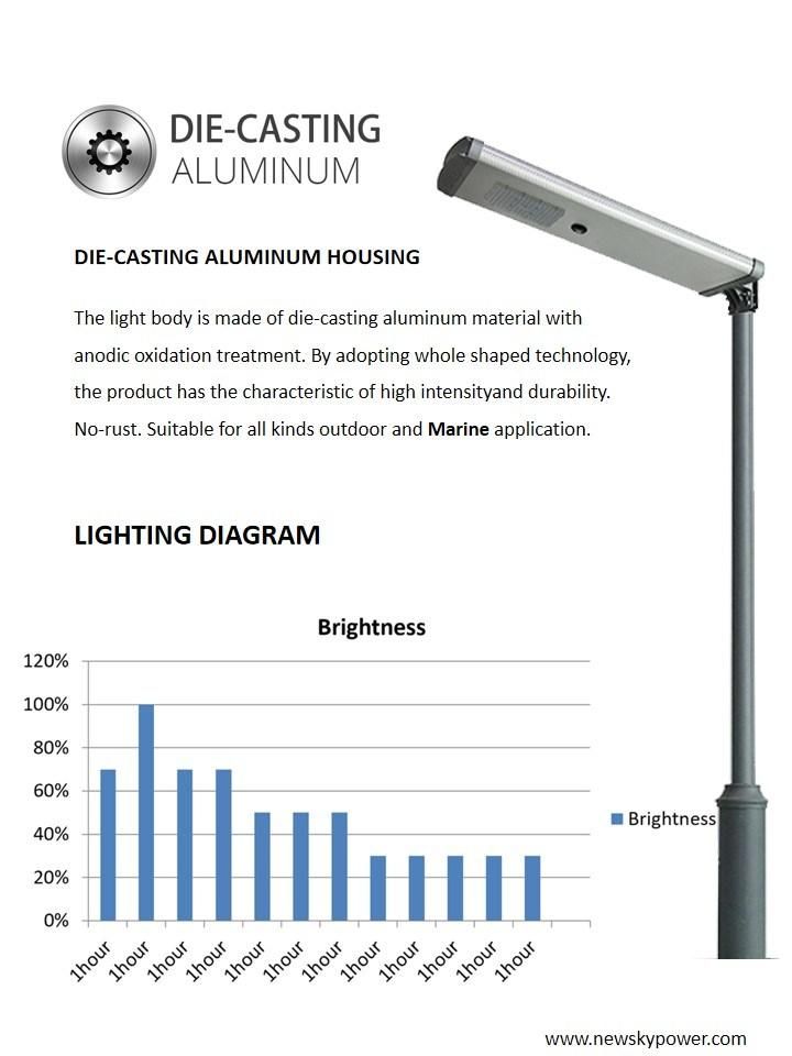 30W 40W 60W 80W 100W Waterproof Outdoor Integrated LED Street Road Solar Lighting for Government Project