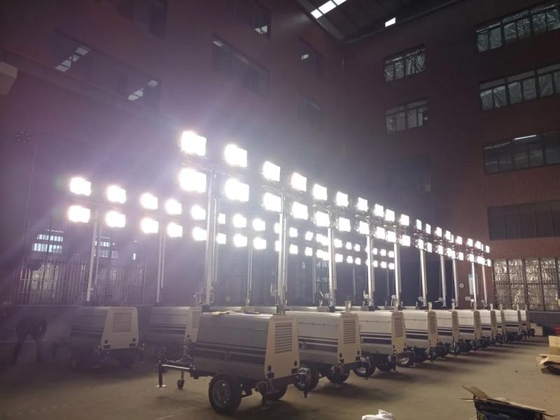 4*1000W Telescopic Mast Diesel Generator Mobile Light Tower for Construction