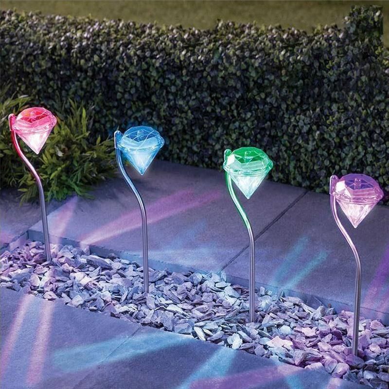 4PCS LED Solar Garden Lights for Pathway Flowerpot Trail