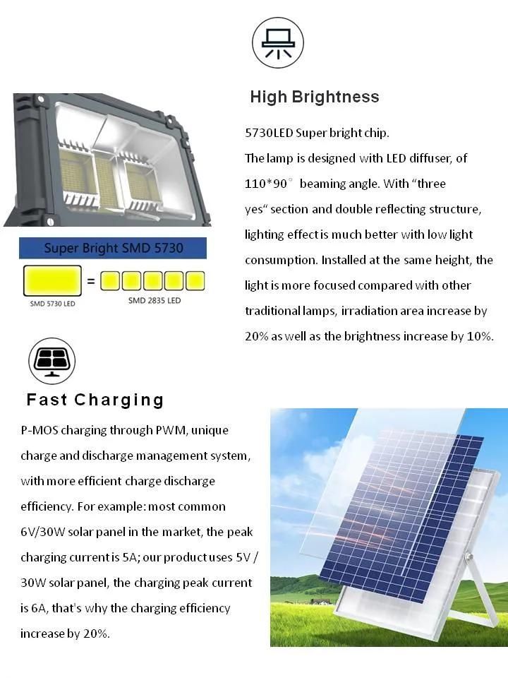 Newsky Power 100W LED Solar Flood Light for Outdoor Garden