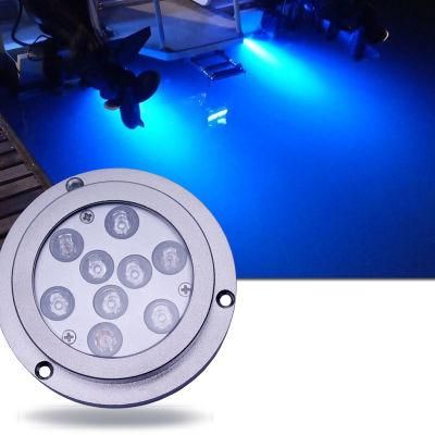 4 Inch Powerful Blue Color Round 9 LED Underwater Boat Light with 316 Stainless Steel on Boat