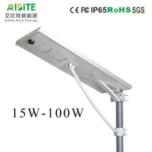 15W/20W/30W/40W/50W/60W/80W/100W Integrated/Outdoor LED Solar Garden Street Light with Motion Sensor