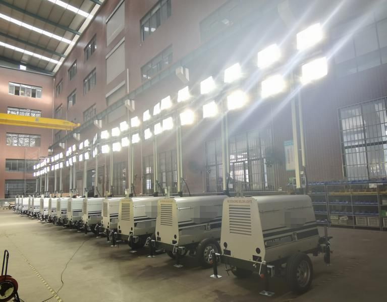 4*1000W Mining Lighting Tower Diesel Generator Portable Mobile Light Tower with Kubota Engine