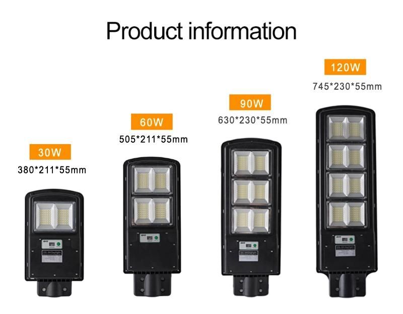 Outdoor SMD 1120lm Powered All in One LED Solar Street Light 120W