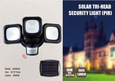 Plastic Tri-Head Solar Sensor Light Security Light - 1000 Lumens