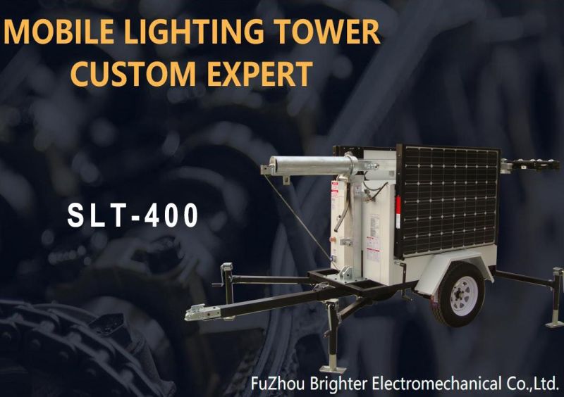 Trailer Portable Compact Mobile Tower Light with Solar Panel and LED Lamp
