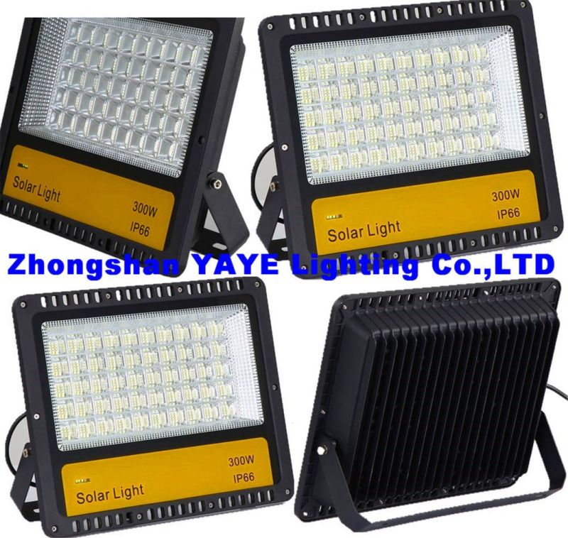 Yaye 2021 Hot Sell 100W/200W/300W IP67 Outdoor Solar Flood Lawn Garden Light with Remote Controller