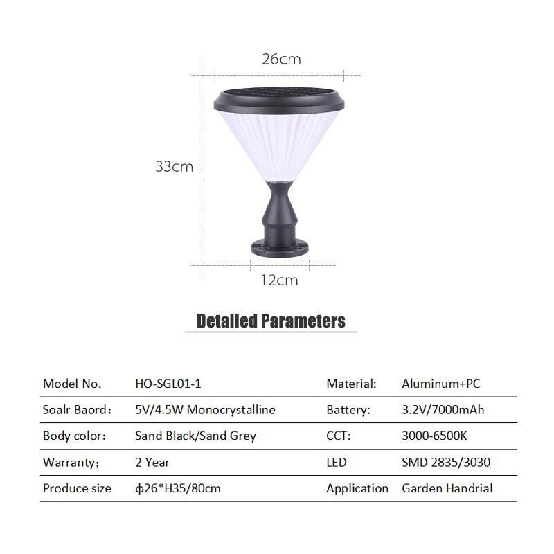 Garden Solar LED Pillar Light Solar Powered Outdoor Waterproof Decoration Lighting LED Bollard Light