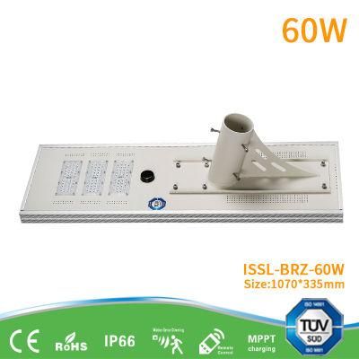 IP68 60W Factory OEM Outdoor Integrated All-in-One LED Solar Street Flood Light for Garden Road