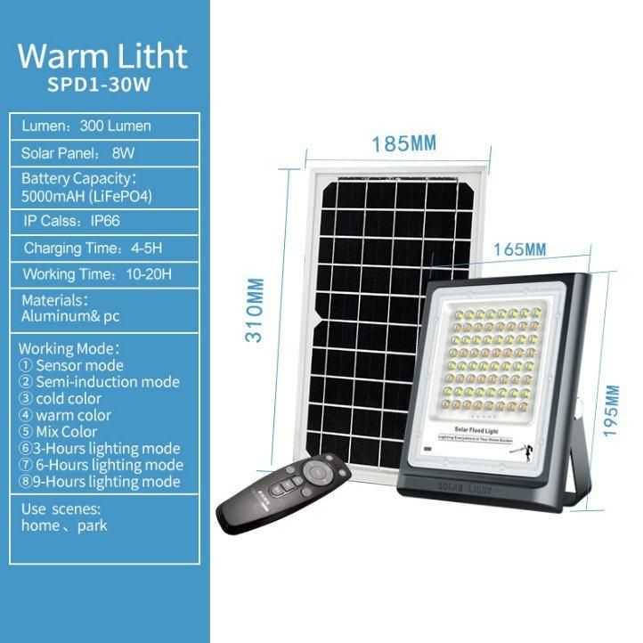 Renda Group Solar Flood Warm Light 60W Manufacturer in China with IP66 Waterproof