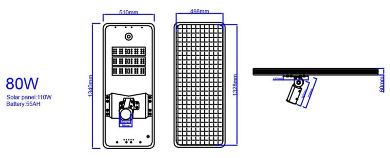 IP65 Waterproof 80W 100W All in One/Integrated Energy Saving Solar LED Street Light with Motion/PIR Sensor System