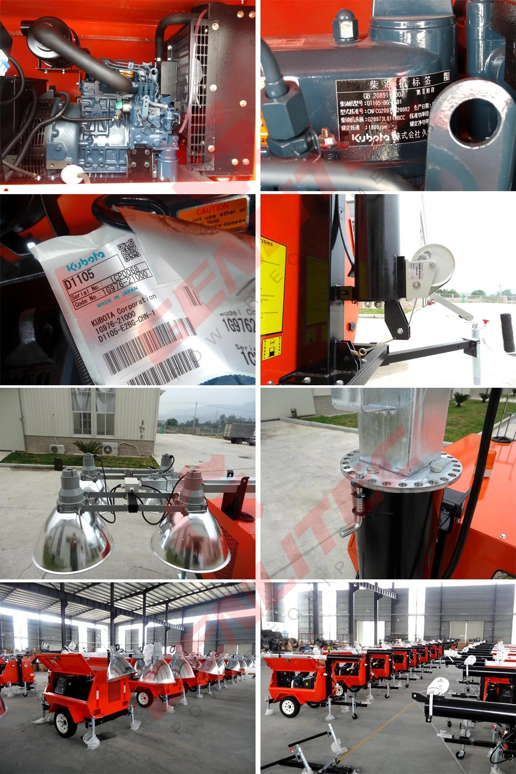 Portable Light Tower with 6.7kVA Kubota Generator