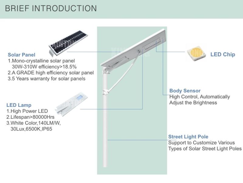 20W Integrated LED Street Light with Grade a Solar Panel