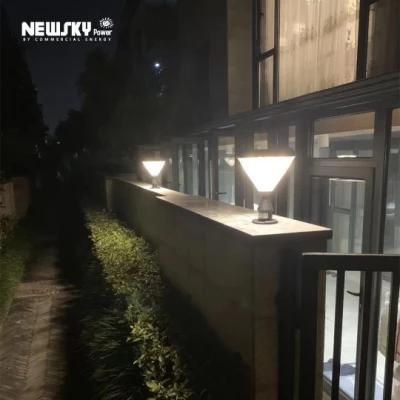 Outdoor Warm Color White Glass Decoration Grand Fence Siedinlar Solar Post Light