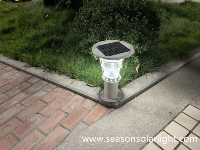 Solar Powered LED Lighting Lamp 5W Solar Panel Garden Outdoor Gate Solar Pillar Light