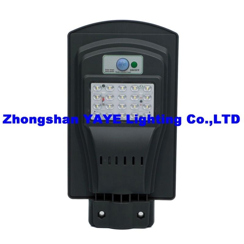 Yaye 2021 Hot Sell Low Price 50W Motion Sensor All in One Solar LED Street Garden Road Lighting 1000PCS Stock/Radar Sensor/Remote Controller/ 3 Years Warranty