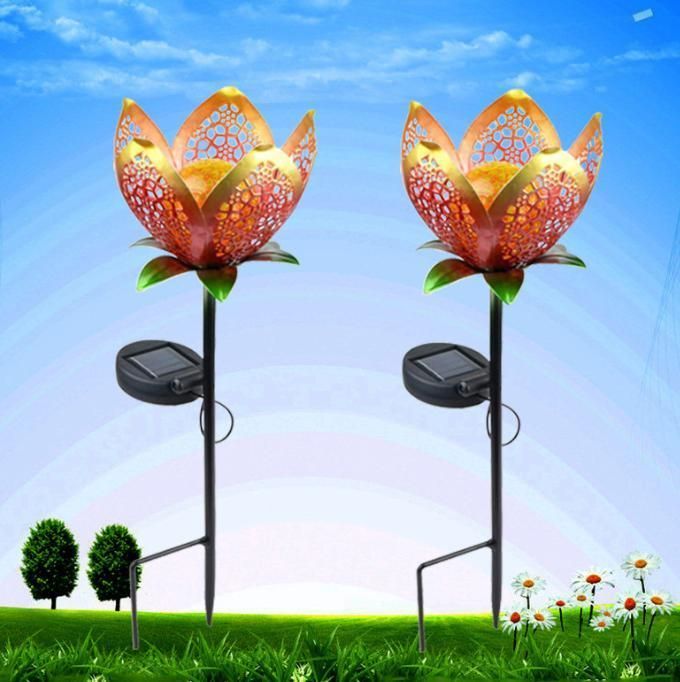 Brilliant-Dragon Beautiful Garden Decoration Metal Art Solar Flower Garden Stake Decoration with Solar Light