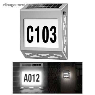 Light Solar Powered Waterproof Modern Outdoor Door Home Address Solar House Numbers for Outside