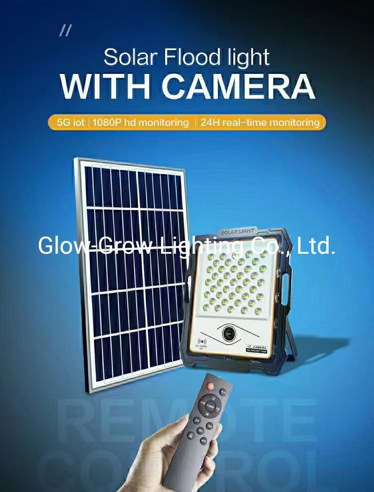100W Solar Street Light Dusk to Dawn Solar Flood Lights with Remote Control Camera Outdoor Waterproof Security Lighting for Garage Home Yard Lighting