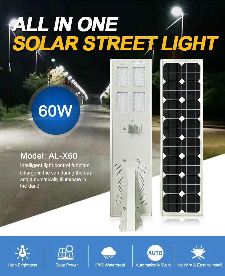 Home Outdoor Lighting 60W Brand LED Solar Powered Street Light