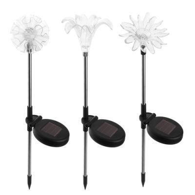Solar Stake Lights, Garden Patio Outdoor Life-Size Flower Figurines LED Dandelion &amp; Lily &amp; Sunflower - Color Changing Set of 3 Esg12024