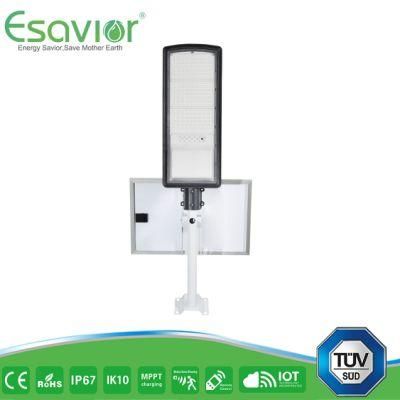 Esavior 30W LED Solar Street/Wall Lights All in Two with LiFePO4 Lithium Battery