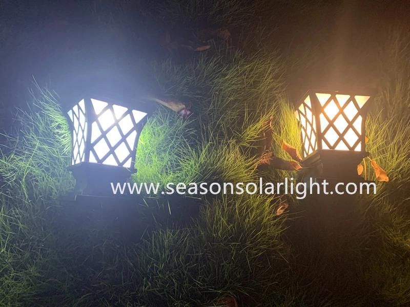 Warm+ White LED Lighting Courtyard Landscape Garden Gate Solar Outdoor Powered Pillar Light