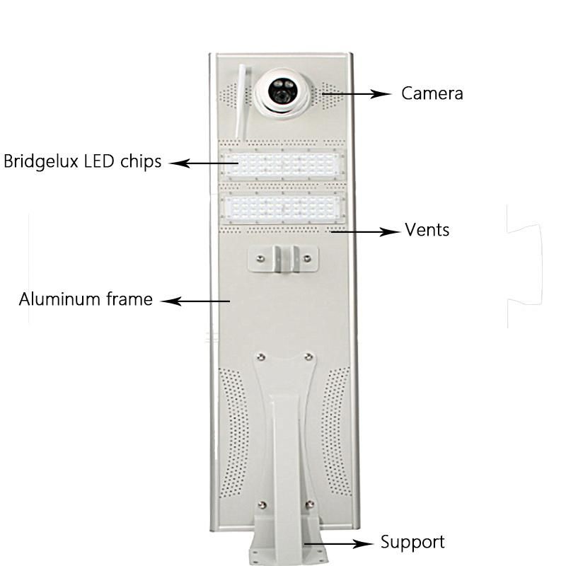 100W All-in-One/Integrated Outdoor Solar Street Light with WiFi/4G Camera