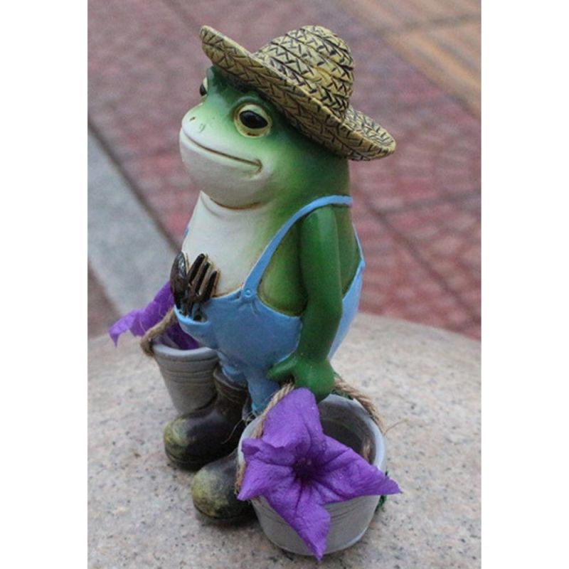 Garden Pot Cute and Funny Green Frog Statues Resin Sculpture Yard Patios Statue Funny Figurine Decoration Household Outdoor Art Craft Decor Wyz20502