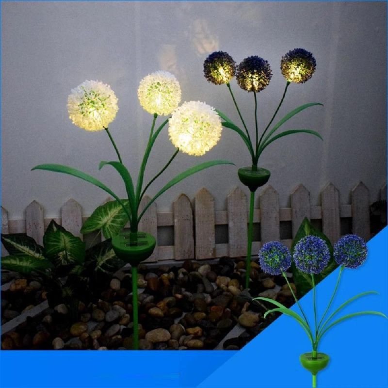 Outdoor Decorative Lights Patio 3 LED Waterproof Solar Dandelion Ground Night Lights Garden Wyz18469